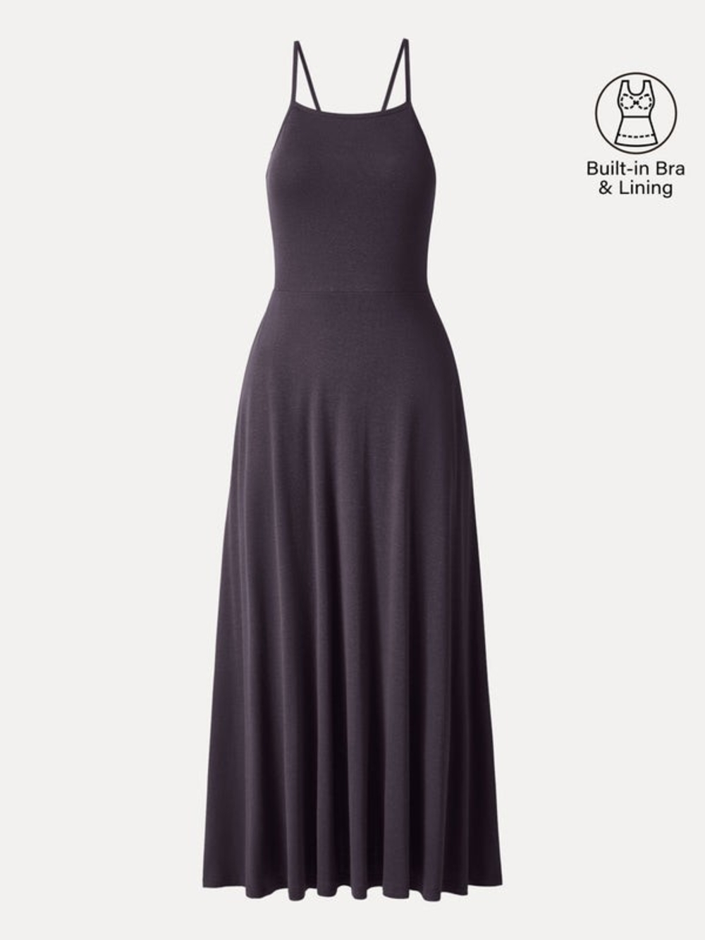 OGL Tencel-Linen Soft Linen Knit Spaghetti Midi Bra Dress In Purple Gloam